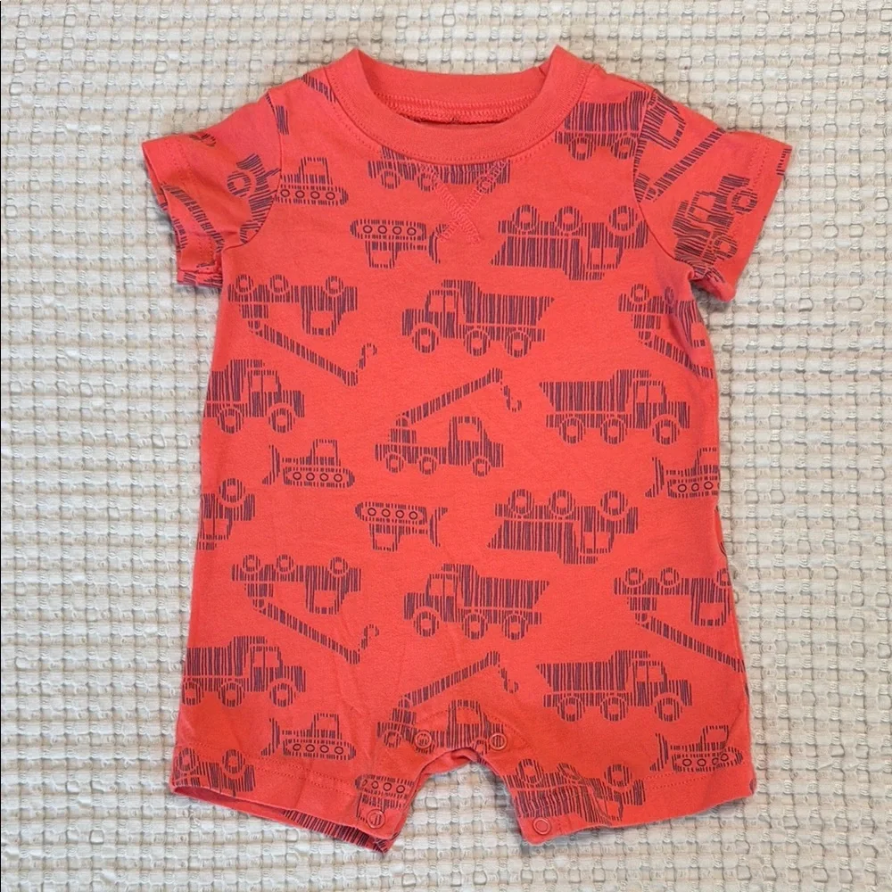 3/$15 🌸 Carter’s Baby Boy Romper Construction Trucks Onesie Stripes